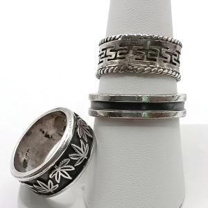 Photo of LOT 300: Sterling Silver Dark Banded Ring & Sterling Silver Grecian Patterned Ri