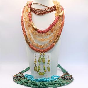 Photo of LOT 299: Citrine 3-Strand Necklace, Coral & Gold-Tone Bead Necklaces, Vintage Bo