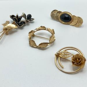 Photo of LOT 297: Collection of Gold-Tone Brooches- Sarah Coventry, Hattie Carnegie & Mor